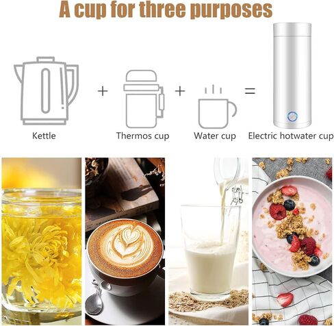 Travel Electric Kettle,400ml Portable Electric Kettle,Hot Water Kettle 304 Stainless Steel with Auto Shut-Off & Boil Dry Protection,Fast Boil Electric Tea Coffee Kettle with Keep Warm Function(white) in Saudi Arabia
