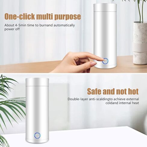 Travel Electric Kettle,400ml Portable Electric Kettle,Hot Water Kettle 304 Stainless Steel with Auto Shut-Off & Boil Dry Protection,Fast Boil Electric Tea Coffee Kettle with Keep Warm Function(white) in Saudi Arabia