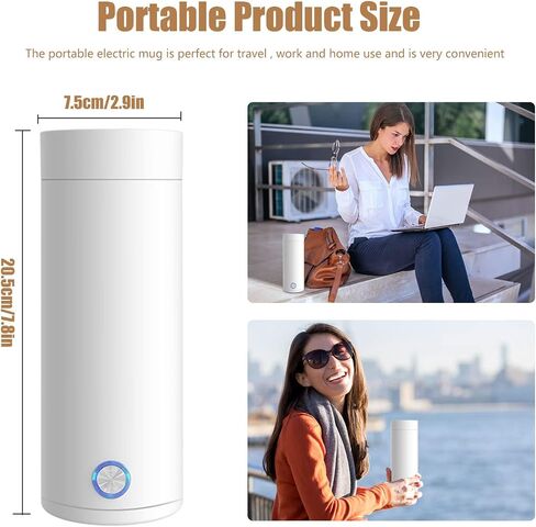 Travel Electric Kettle,400ml Portable Electric Kettle,Hot Water Kettle 304 Stainless Steel with Auto Shut-Off & Boil Dry Protection,Fast Boil Electric Tea Coffee Kettle with Keep Warm Function(white) in Saudi Arabia
