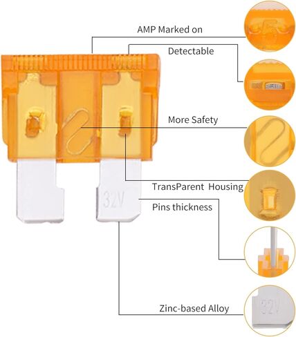 مجموعة متنوعة من 150 قطعة من صمامات السيارة، صمامات السيارات من نوع الشفرة، صمامات السيارات - قياسية (5A 7.5A 10A 15A 20A 25A 30A 35A) للسيارة/SUV/ATV/الشاحنة/السيارات/الدراجات النارية/القارب/التخييم RV ATC/APR in Kuwait