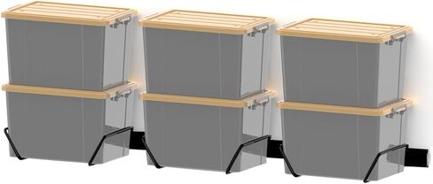 حامل صناديق تخزين قابل للتعديل مكون من 9 قطع من Wallmaster، رف حمل، حامل أمان للسقيفة أو الطابق السفلي، منظم مرآب مثبت على الحائط للصناديق والحاويات (3 قضبان، 6 خطافات) in Kuwait