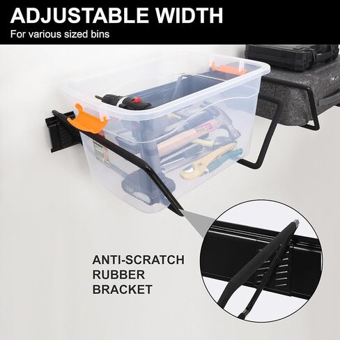 حامل صناديق تخزين قابل للتعديل مكون من 9 قطع من Wallmaster، رف حمل، حامل أمان للسقيفة أو الطابق السفلي، منظم مرآب مثبت على الحائط للصناديق والحاويات (3 قضبان، 6 خطافات) in Kuwait