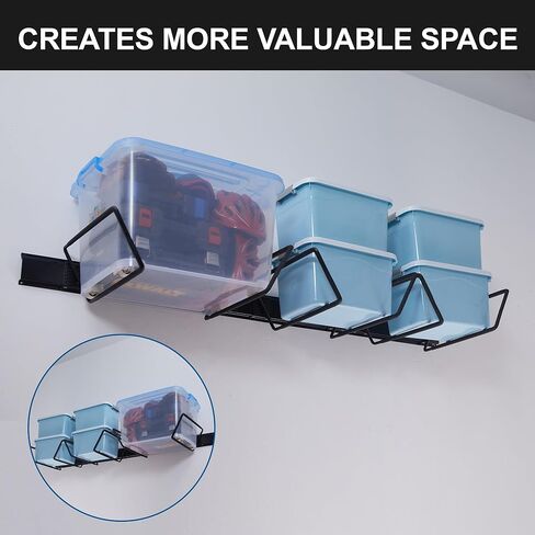 حامل صناديق تخزين قابل للتعديل مكون من 9 قطع من Wallmaster، رف حمل، حامل أمان للسقيفة أو الطابق السفلي، منظم مرآب مثبت على الحائط للصناديق والحاويات (3 قضبان، 6 خطافات) in Kuwait