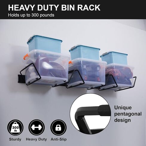 حامل صناديق تخزين قابل للتعديل مكون من 9 قطع من Wallmaster، رف حمل، حامل أمان للسقيفة أو الطابق السفلي، منظم مرآب مثبت على الحائط للصناديق والحاويات (3 قضبان، 6 خطافات) in Kuwait