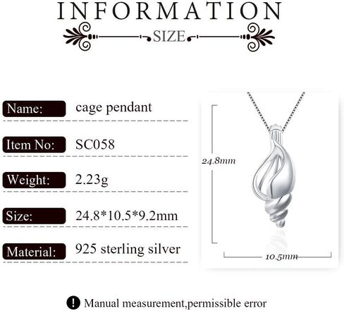 Conch Cage Pendants Crafting Charm for DIY Necklace Bracelet Jewelry Making Sterling Silver/Gold Plated in Saudi Arabia