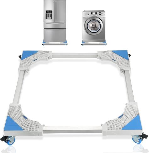 NATGAI Mini Fridge Stand, Adjustable Furniture Dolly Roller Base with 4 Locking Swivel Wheels, Universal Mobile Base Moving Cart for Washing Machine Refrigerator and Dryer (8 Wheels) in Saudi Arabia