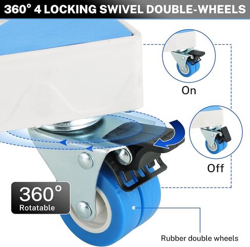 NATGAI Mini Fridge Stand, Adjustable Furniture Dolly Roller Base with 4 Locking Swivel Wheels, Universal Mobile Base Moving Cart for Washing Machine Refrigerator and Dryer (8 Wheels) in Saudi Arabia