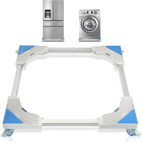 حامل ثلاجة صغير من NATGAI، قاعدة دوارة للأثاث قابلة للتعديل مع 4 عجلات دوارة للقفل، عربة متحركة بقاعدة متنقلة عالمية للغسالة والثلاجة والمجفف (8 عجلات) in Kuwait