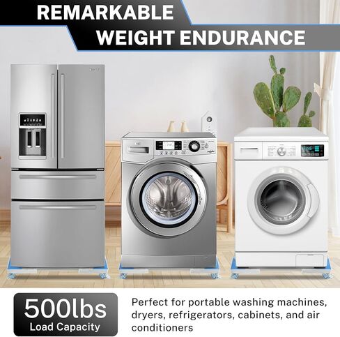 حامل ثلاجة صغير من NATGAI، قاعدة دوارة للأثاث قابلة للتعديل مع 4 عجلات دوارة للقفل، عربة متحركة بقاعدة متنقلة عالمية للغسالة والثلاجة والمجفف (8 عجلات) in Kuwait