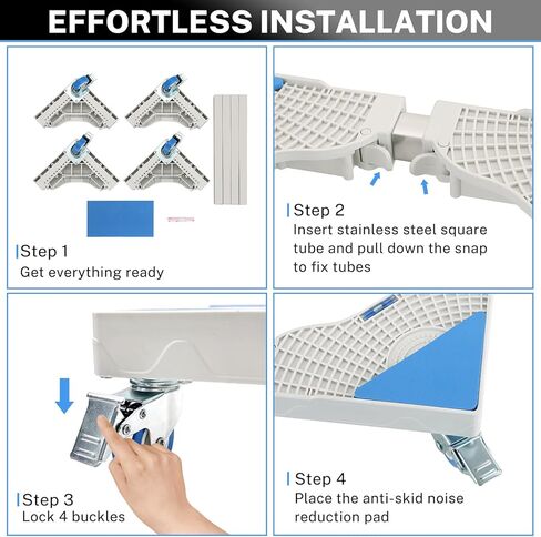 حامل ثلاجة صغير من NATGAI، قاعدة دوارة للأثاث قابلة للتعديل مع 4 عجلات دوارة للقفل، عربة متحركة بقاعدة متنقلة عالمية للغسالة والثلاجة والمجفف (8 عجلات) in Kuwait
