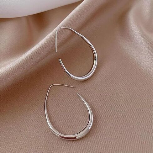 Lightweight Teardrop Hoop Earrings for Women and girls 14K Gold Plated Hypoallergenic earring Big polished hoop earring Trendy Gold Hoop Earrings in Saudi Arabia