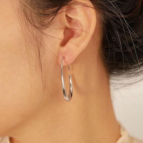 Lightweight Teardrop Hoop Earrings for Women and girls 14K Gold Plated Hypoallergenic earring Big polished hoop earring Trendy Gold Hoop Earrings in Saudi Arabia