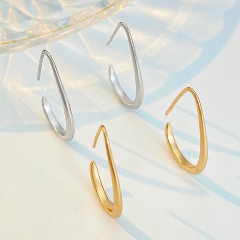 Lightweight Teardrop Hoop Earrings for Women and girls 14K Gold Plated Hypoallergenic earring Big polished hoop earring Trendy Gold Hoop Earrings in Saudi Arabia