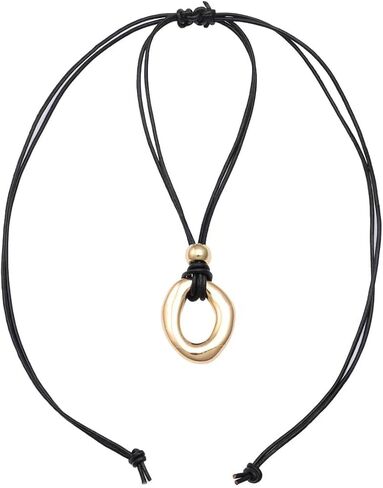 قلادة بوهو مكتنزة للنساء أنيقة 14K مطلية بالذهب قلادة صيفية للشاطئ من الجلد الصناعي للنساء والرجال in Kuwait