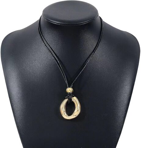 قلادة بوهو مكتنزة للنساء أنيقة 14K مطلية بالذهب قلادة صيفية للشاطئ من الجلد الصناعي للنساء والرجال in Kuwait