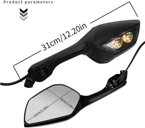 مرآة الرؤية الخلفية لدراجة نارية السباق، مع مرآة جانبية بإضاءة LED، متوافقة مع Kawasaki Ninja 400 18-23، Ninja 250/300 EX250/EX300 13-17، Ninja 650 ER-6F 17-19، ZX6R 13-18، ZX10R 11-15 in Kuwait