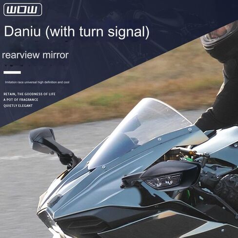 مرآة الرؤية الخلفية لدراجة نارية السباق، مع مرآة جانبية بإضاءة LED، متوافقة مع Kawasaki Ninja 400 18-23، Ninja 250/300 EX250/EX300 13-17، Ninja 650 ER-6F 17-19، ZX6R 13-18، ZX10R 11-15 in Kuwait