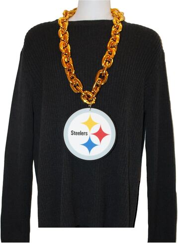 Aminco NFL Pittsburgh Steelers Printed Round Logo Fan Chain, Gold in Saudi Arabia