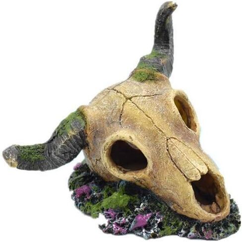 6 x 7.5 inch Aquarium Decoration Fish Tank Décor Ornaments Fish Turtle Hidden,Amphibians Bonsai Beautification Cave Landscape Pet Reptile House Sheep Skull Light Brown in Saudi Arabia