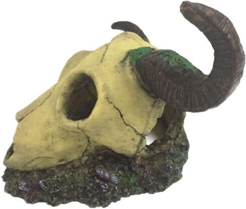 6 x 7.5 inch Aquarium Decoration Fish Tank Décor Ornaments Fish Turtle Hidden,Amphibians Bonsai Beautification Cave Landscape Pet Reptile House Sheep Skull Light Brown in Saudi Arabia