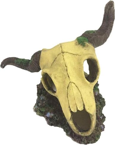 6 x 7.5 inch Aquarium Decoration Fish Tank Décor Ornaments Fish Turtle Hidden,Amphibians Bonsai Beautification Cave Landscape Pet Reptile House Sheep Skull Light Brown in Saudi Arabia