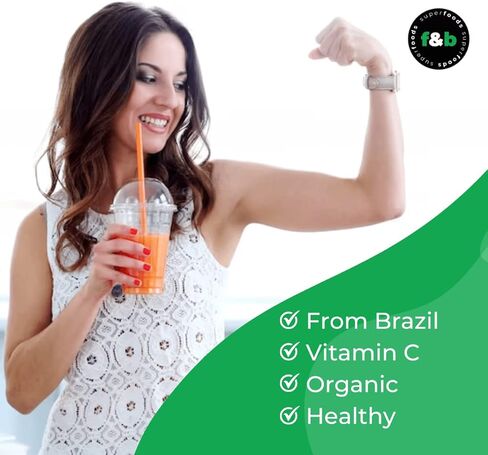 f&b superfoods Pure Organic Acerola Cherry Powder (8oz), Organic Vitamin C for Immune System Booster, Smoothie, Drinks and Juice Detox, Vegan, Brazil Origin. in Saudi Arabia