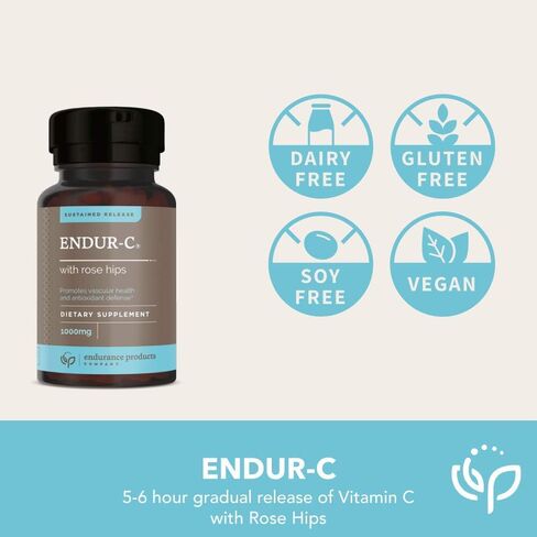 ENDUR-C - 500mg Sustained-Release Vitamin C Supplement for Optimal Absorption* - 200 Tablets - Ascorbic Acid with Rose HIPS Company in Saudi Arabia