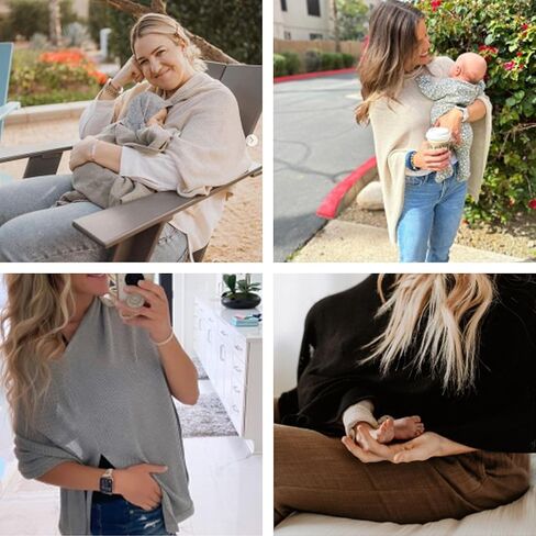 غطاء للرضاعة من guruixu متماسك للتنفس للرضاعة الطبيعية والخصوصية وغطاء للرضاعة الطبيعية متعدد الاستخدامات، معطف رضاعة ناعم خفيف الوزن، غطاء مقعد سيارة متعدد الاستخدام، كريمي in Kuwait