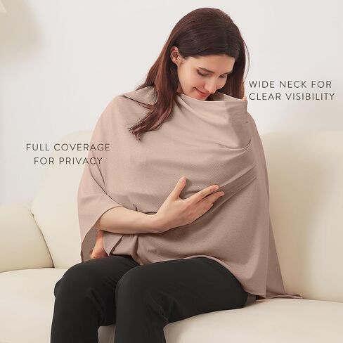 غطاء للرضاعة من guruixu متماسك للتنفس للرضاعة الطبيعية والخصوصية وغطاء للرضاعة الطبيعية متعدد الاستخدامات، معطف رضاعة ناعم خفيف الوزن، غطاء مقعد سيارة متعدد الاستخدام، كريمي in Kuwait
