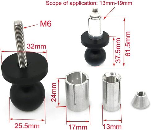 Motorcycle Fixed Bracket Adapter Ball Head 1" Base Triple Tree Stem Yoke Center Hexagon Hole hex Fork Mount Scope 13mm-19mm Expansion Central Bolt (Center Hole Ball) in Kuwait