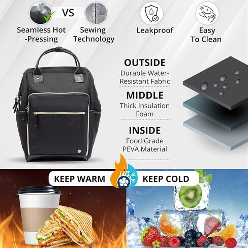 First Lifesaver Backpack Cooler, Lunch Bag with Insulated Leak-Proof Thermal for Women, Nurses, Nursing Students (Black) in Saudi Arabia