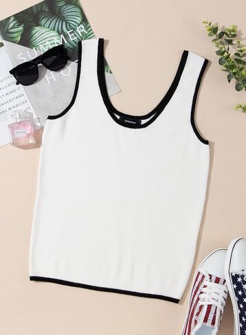 Dokotoo 2 Pack Tank Top for Women Summer Sleeveless Scoop Neck Ribbed Knit Color Block Slim Fitted Cami Tops Shirts in Saudi Arabia