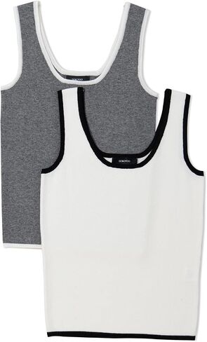 Dokotoo 2 Pack Tank Top for Women Summer Sleeveless Scoop Neck Ribbed Knit Color Block Slim Fitted Cami Tops Shirts in Saudi Arabia