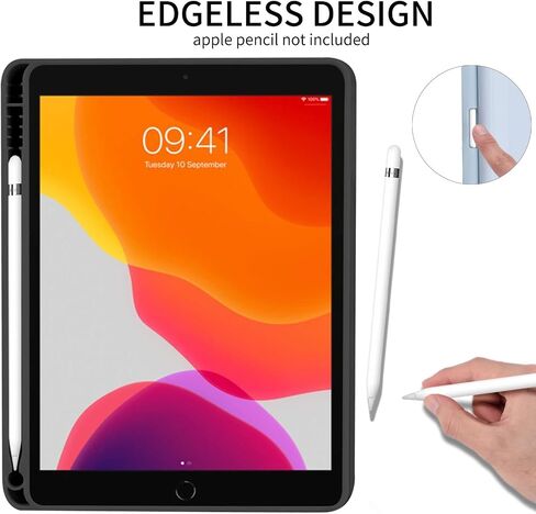Compatible for iPad 9.7 Inch Case, iPad 6th/5th Generation 2018/2017 Case with iPad Pencil Holder & Tip Cover, Women Girls Heart Pattern Protective Case for iPad 9.7 Inch-Black in Saudi Arabia