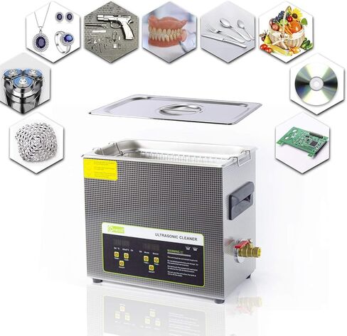 منظف ​​المكربن ​​بالموجات فوق الصوتية ONEZILI سعة 6 لتر، 180 وات، منظف المكربن ​​بالموجات فوق الصوتية التجاري، آلة تنظيف الأجزاء بالموجات فوق الصوتية الاحترافية مع مؤقت وسخان للأسنان، والمجوهرات، ولوحة الدوائر، والنحاس، وأجزاء المسدس in Kuwait