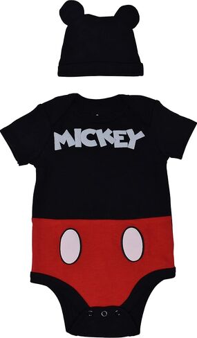 Disney Mickey Mouse Newborn Baby Boys Cosplay Bodysuit and Hat Set Mickey Mouse/Black 0-3 Months in Saudi Arabia