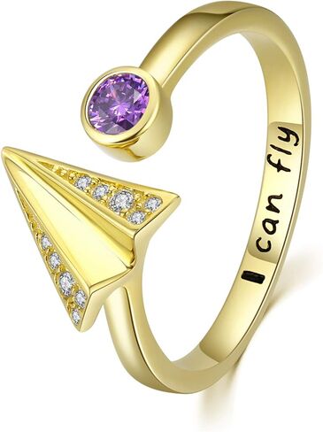 خاتم الطائرة للنساء والفتيات 925 الفضة الاسترليني ورقة الطائرة الدائري الذهب الطائرات مجوهرات ملهمة السفر عيد ميلاد هدايا التخرج للأصدقاء الطلاب عشاق السفر in Kuwait