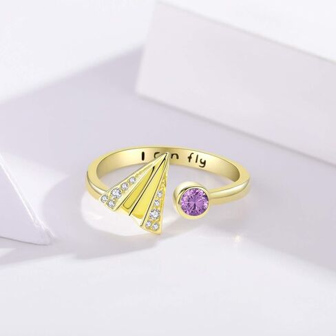 خاتم الطائرة للنساء والفتيات 925 الفضة الاسترليني ورقة الطائرة الدائري الذهب الطائرات مجوهرات ملهمة السفر عيد ميلاد هدايا التخرج للأصدقاء الطلاب عشاق السفر in Kuwait