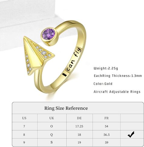 خاتم الطائرة للنساء والفتيات 925 الفضة الاسترليني ورقة الطائرة الدائري الذهب الطائرات مجوهرات ملهمة السفر عيد ميلاد هدايا التخرج للأصدقاء الطلاب عشاق السفر in Kuwait