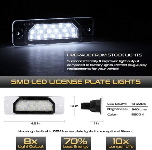 VIPMOTOZ Full LED License Plate Light For Infiniti FX35 FX45 I30 I35 M35h M37 M56 Q45 Compatible with Nissan Maxima - 6000K Diamond White, 2-Pieces Tag Lamp Assembly Replacement in Saudi Arabia