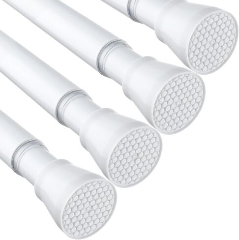 4PCS Tension Curtain Rod 33 To 59 Inch Small Shower Curtain Rods No Drilling Adjustable Expandable 7/8" Spring Loaded Curtain Rod for Window Closet Bathroom Kitchen Bedroom Doorway Door in Saudi Arabia