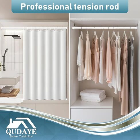 4PCS Tension Curtain Rod 33 To 59 Inch Small Shower Curtain Rods No Drilling Adjustable Expandable 7/8" Spring Loaded Curtain Rod for Window Closet Bathroom Kitchen Bedroom Doorway Door in Saudi Arabia