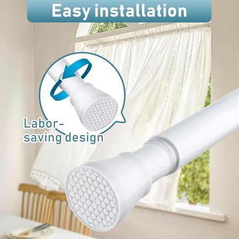 4PCS Tension Curtain Rod 33 To 59 Inch Small Shower Curtain Rods No Drilling Adjustable Expandable 7/8" Spring Loaded Curtain Rod for Window Closet Bathroom Kitchen Bedroom Doorway Door in Saudi Arabia