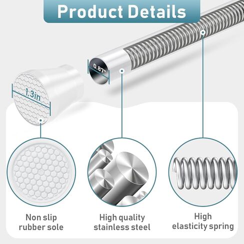4PCS Tension Curtain Rod 33 To 59 Inch Small Shower Curtain Rods No Drilling Adjustable Expandable 7/8" Spring Loaded Curtain Rod for Window Closet Bathroom Kitchen Bedroom Doorway Door in Saudi Arabia