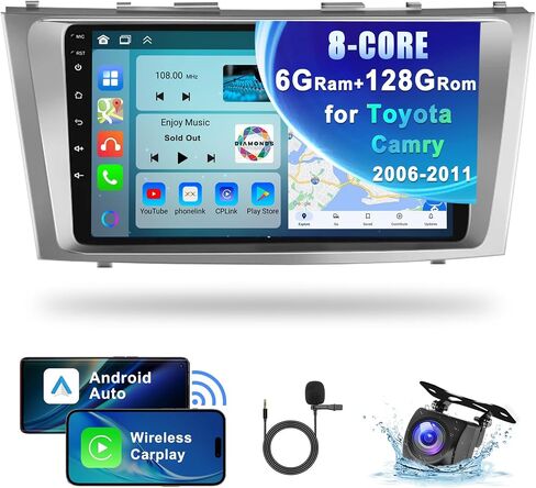 [8Core 6G+128G] for Toyota Camry 2006 2007 2008 2009 2010 2011 Android Car Stereo Wireless Apple Carplay Android Auto,9" HD 1280 * 720P IPS Car Radio GPS WiFi DSP Audio Bluetooth SWC Backup Camera in Saudi Arabia