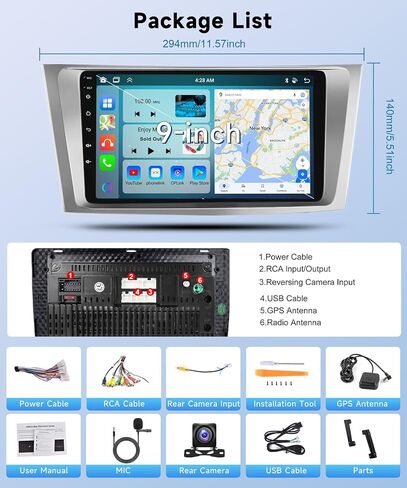 [8Core 6G+128G] for Toyota Camry 2006 2007 2008 2009 2010 2011 Android Car Stereo Wireless Apple Carplay Android Auto,9" HD 1280 * 720P IPS Car Radio GPS WiFi DSP Audio Bluetooth SWC Backup Camera in Saudi Arabia