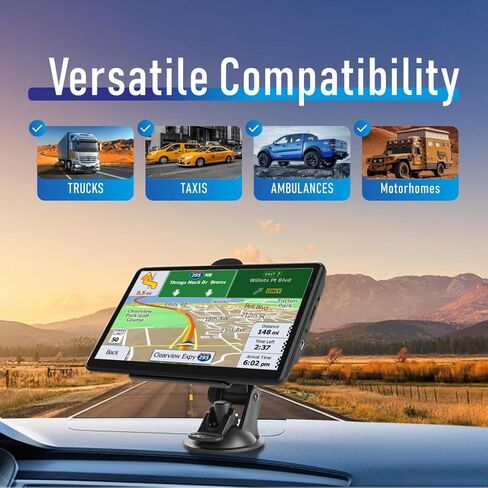 شاشة 2024 الجديدة MAP Car Truck GPS Navigation مقاس 7 بوصات، تحسين التوجيه الصوتي لتوجيه الشاحنة، تنبيهات المرور، أحدث الخرائط، لا توجد بيانات مطلوبة، تحديثات مجانية مدى الحياة، ترفيه الوسائط المتعددة (7 بوصات) in Kuwait
