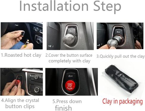 Replacement for BMW red Engine Start Stop Switch Ignition Button fit E Chassis Code BMW E60 E90 E91 E92 E93 E84 E70 E71 E72 E83 E81 E89 Accessories in Kuwait