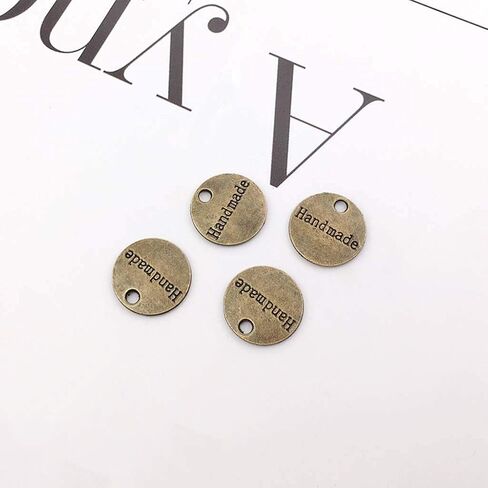60 قطعة من العلامات المعدنية المصنوعة يدويًا من سبيكة مصنوعة يدويًا قلادة خرز معدنية علامات علامات لهدايا صناعة المجوهرات DIY - 14 ملم - فضية مستديرة + برونزية in Kuwait