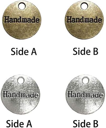 60 قطعة من العلامات المعدنية المصنوعة يدويًا من سبيكة مصنوعة يدويًا قلادة خرز معدنية علامات علامات لهدايا صناعة المجوهرات DIY - 14 ملم - فضية مستديرة + برونزية in Kuwait